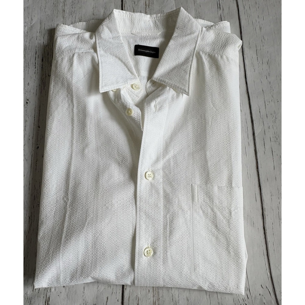 Ermenegildo Zegna Short Sleeve Cotton Shirt White Sz L